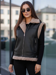 Dámská kožená vesta černá OZONEE JS/61M8503/392Z