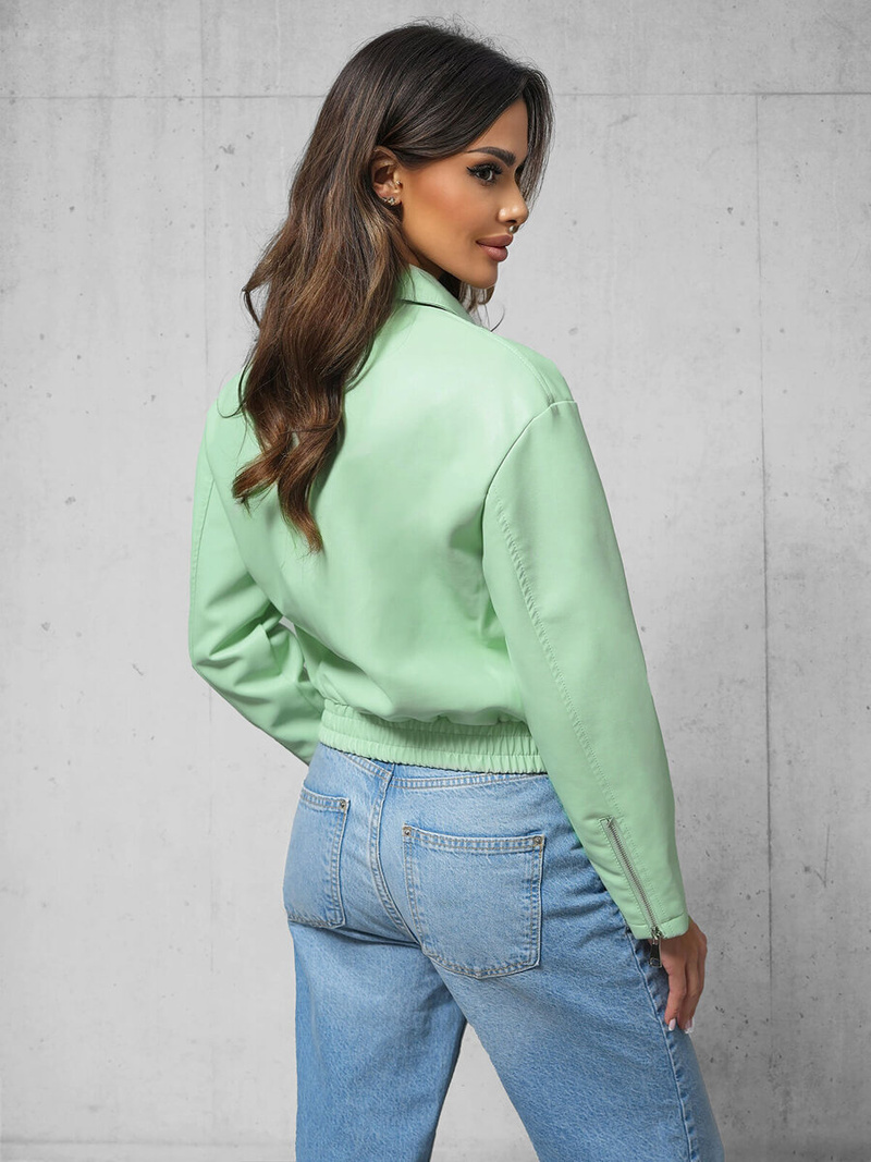 Dámská Kožená Bunda Mentolová OZONEE O/G116