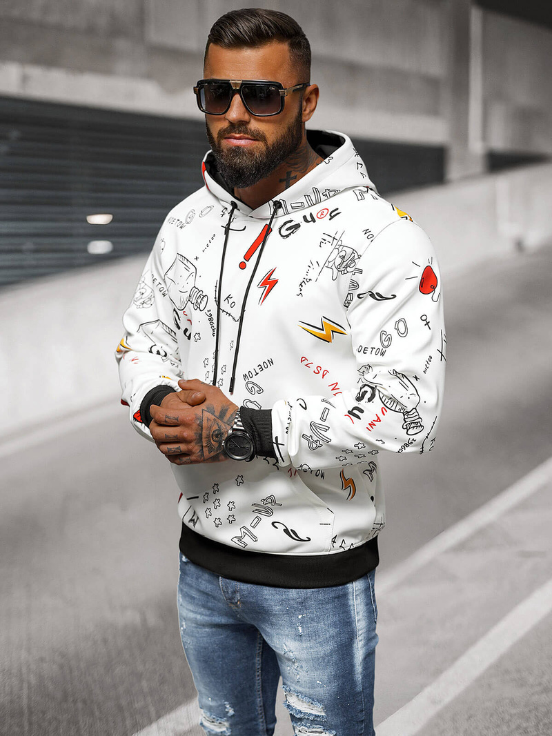 Pánská Mikina Bílá OZONEE JS/8B1223/1