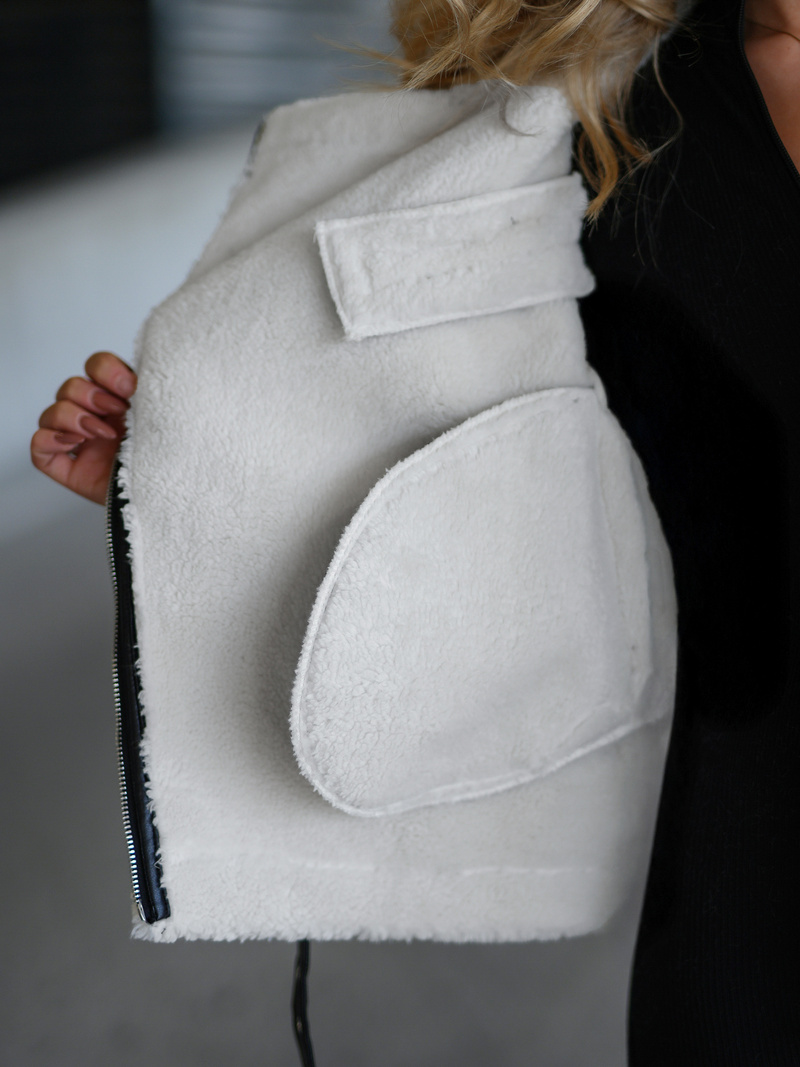 Dámská Koženková Bunda Černo-Bílá OZONEE JS/11Z8177Z