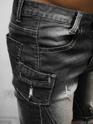 Pánské Džínové Kraťasy Černé OZONEE NB/MP0040N