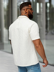 Pánská Košile s Krátkým Rukávem Ecru OZONEE O/B2256