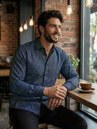 Pánská Košile Námořnická Modřá OZONEE V/V186Z