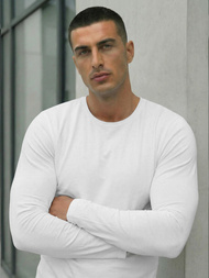 Pánské Tričko S Dlouhým Rukávem Bílé OZONEE JS/DB71/2