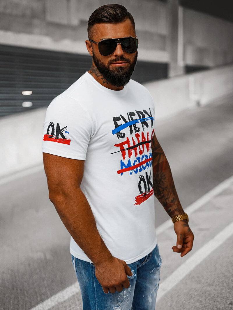 Pánské Tričko Bílé OZONEE O/8T1266/1