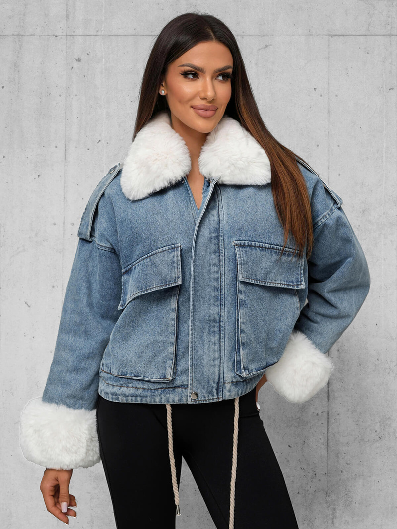 Dámská Džínová Bunda Modrá OZONEE JS/11Z8219Z