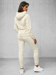 Dámská velurová tepláková souprava ecru OZONEE O/8C1175/155Z