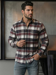 Pánská Košile Vínová OZONEE V/V174Z