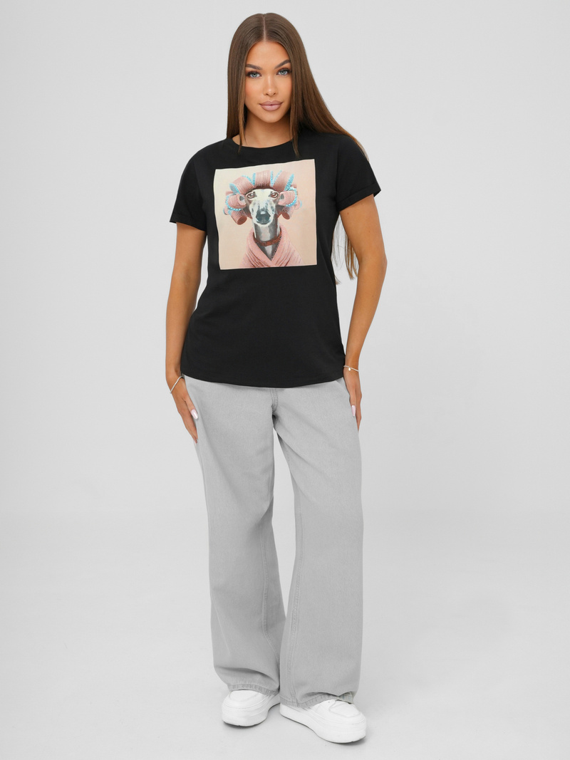 Dámské tričko černo-růžová OZONEE JS/YJ77726