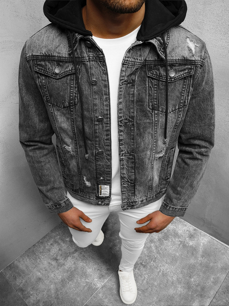 Pánská Džínová Bunda Černá OZONEE NB/MJ505N