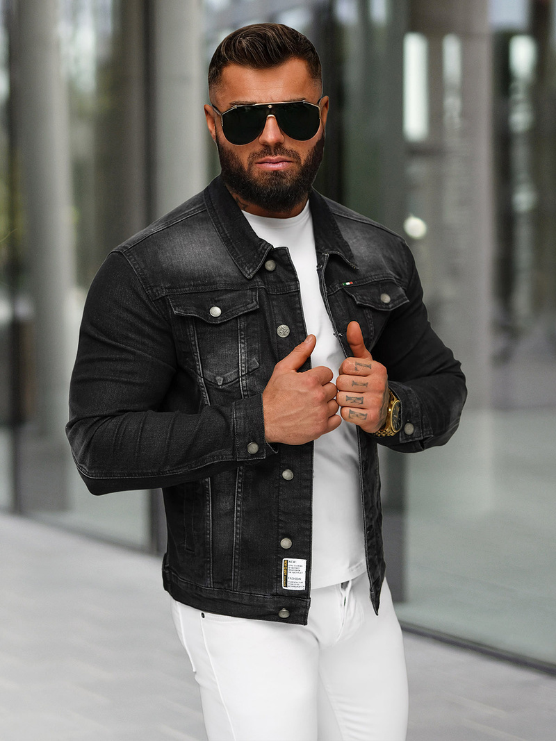 Pánská Džínová Bunda Černá OZONEE NB/MJ512N