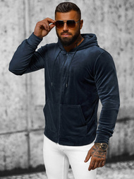 Pánská Velurová Mikina Námořnická Modřá OZONEE JS/8B1168/25