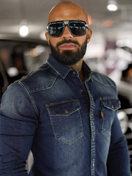 Pánská džínová košile tmavě-modrá OZONEE O/51410