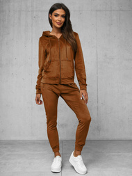 Dámská velurová tepláková souprava camelová OZONEE JS/8C1176/33Z