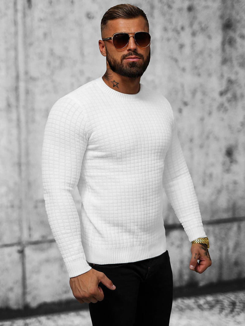 Pánský Svetr Bílé OZONEE O/ZZ190157