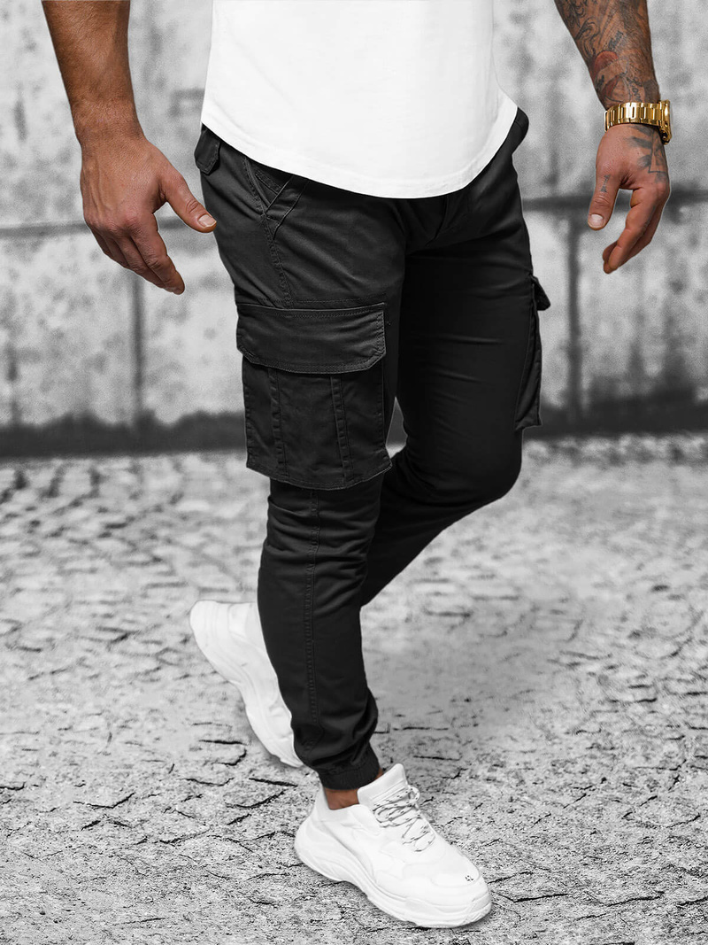 Pánské Chino Jogger Kalhoty Černé OZONEE NB/MP0202N