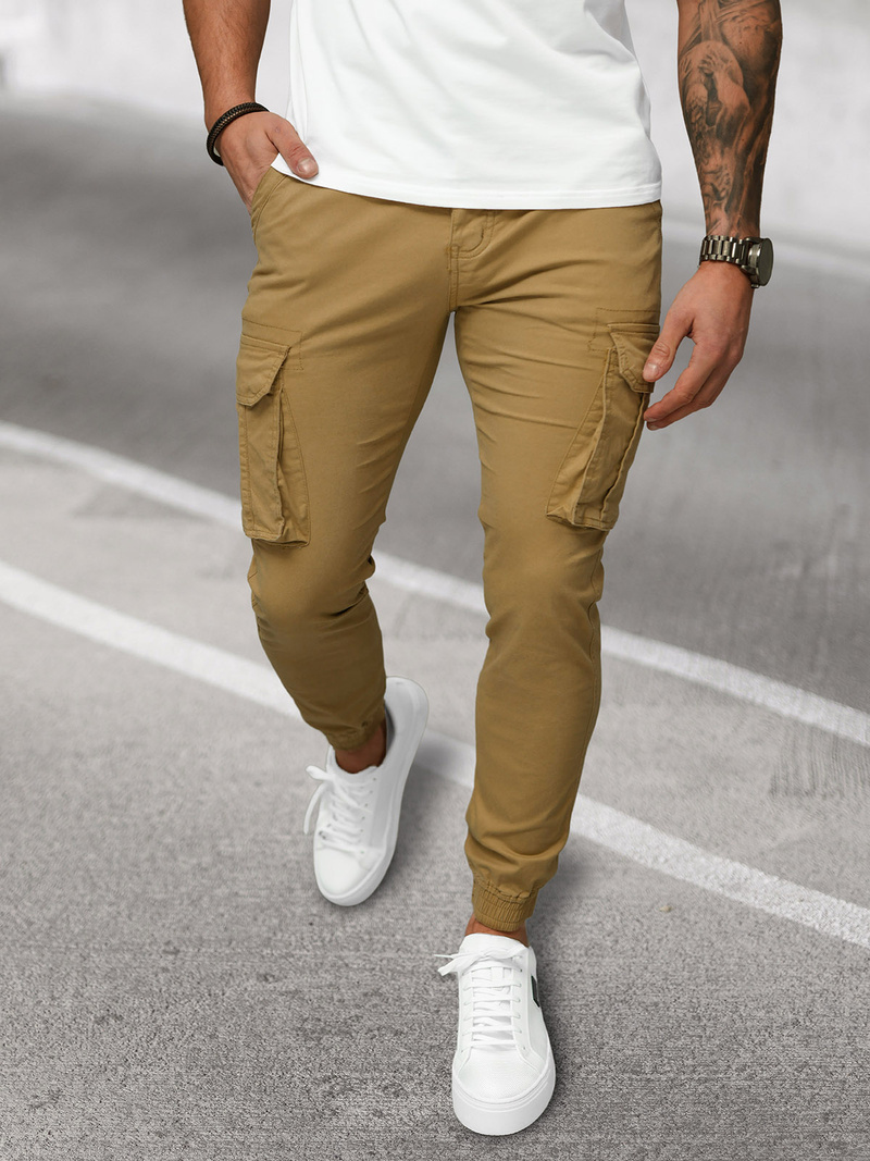 Pánské Chino Jogger Kalhoty Béžové OZONEE NB/MP0202KZ