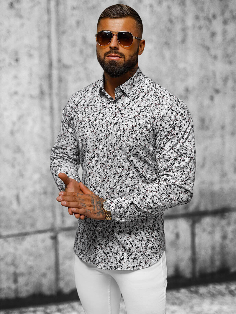 Pánská Košile Šedé OZONEE O/V63