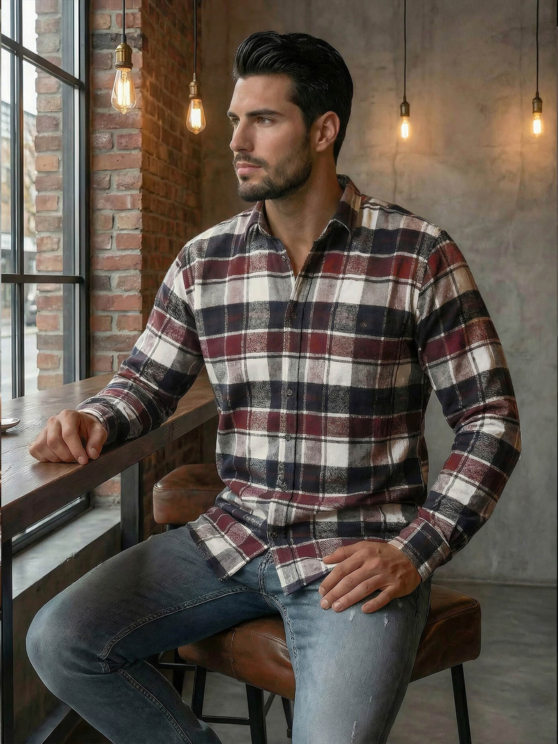 Pánská Košile Vínová OZONEE V/V174Z