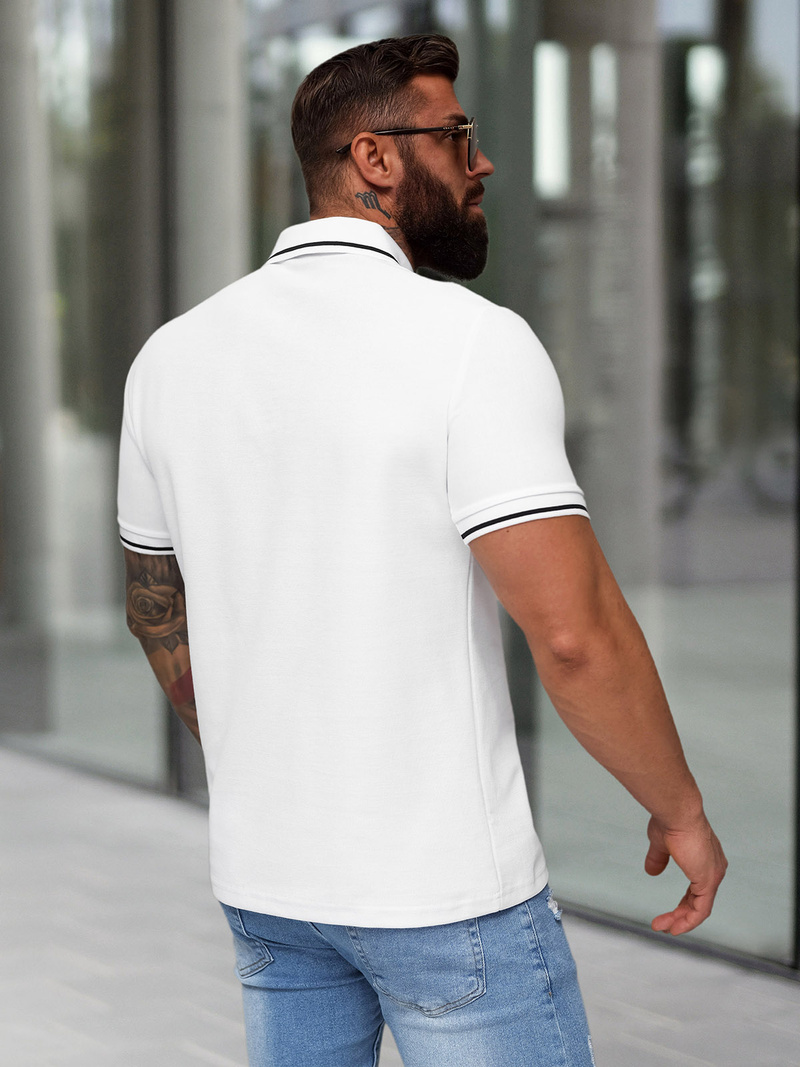 Pánské Polo Tričko Bílé OZONEE NB/MT3144