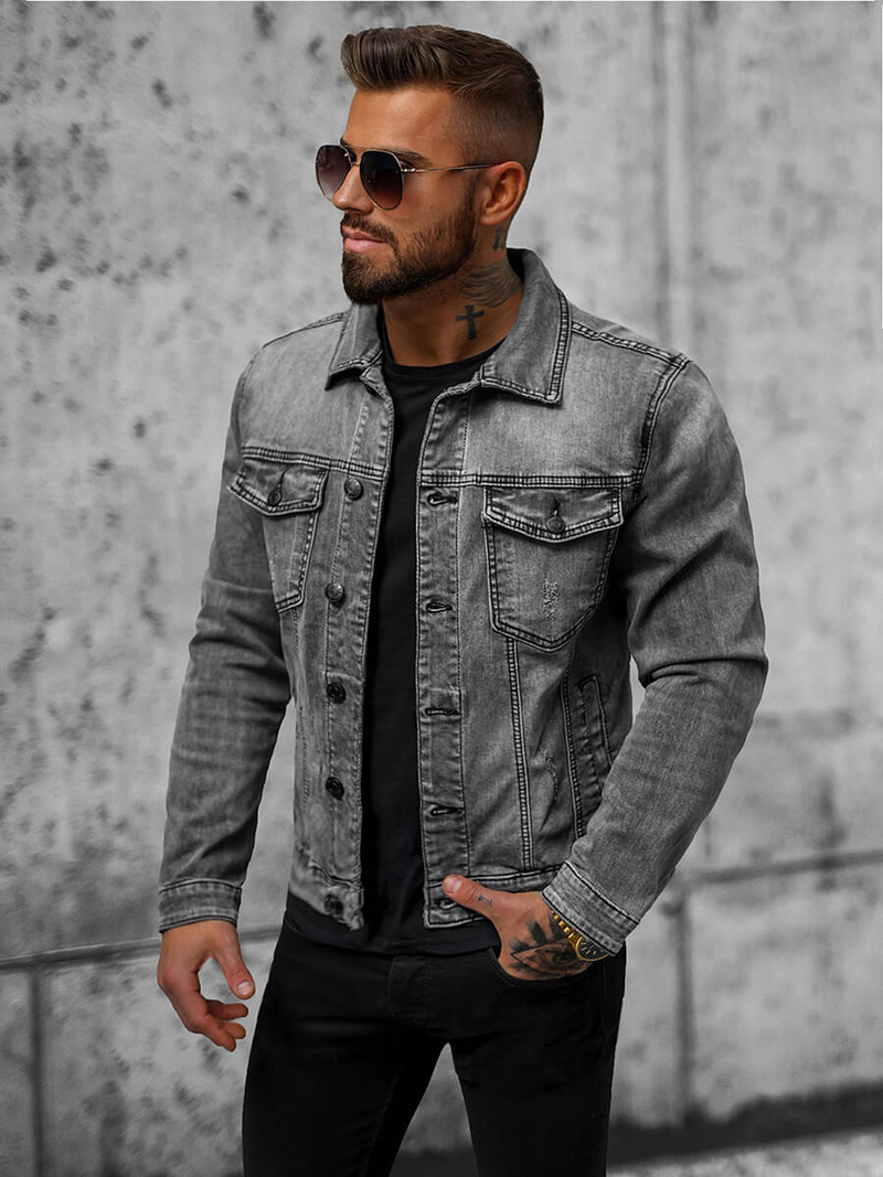 Pánská Džínová Bunda Grafitová OZONEE T/90022Z