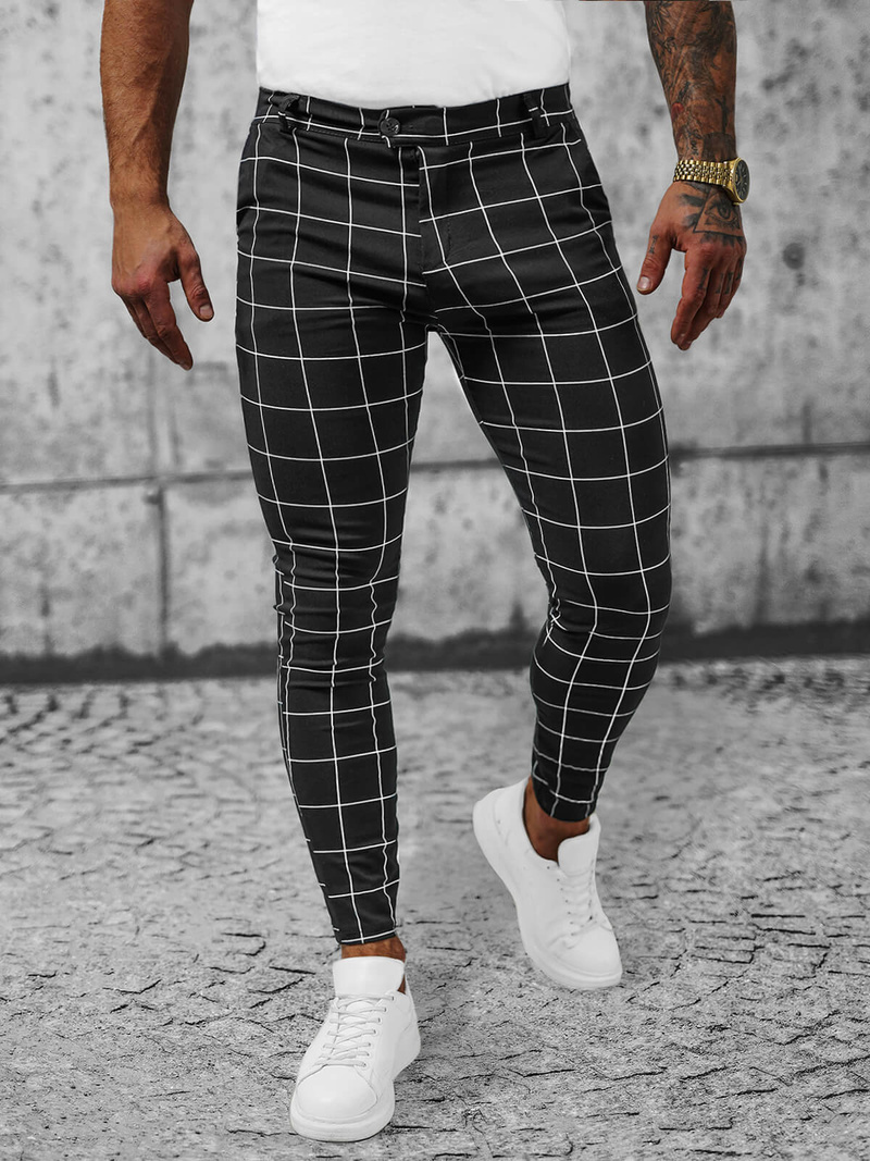 Pánské Chino Kalhoty Černé OZONEE O/P4009