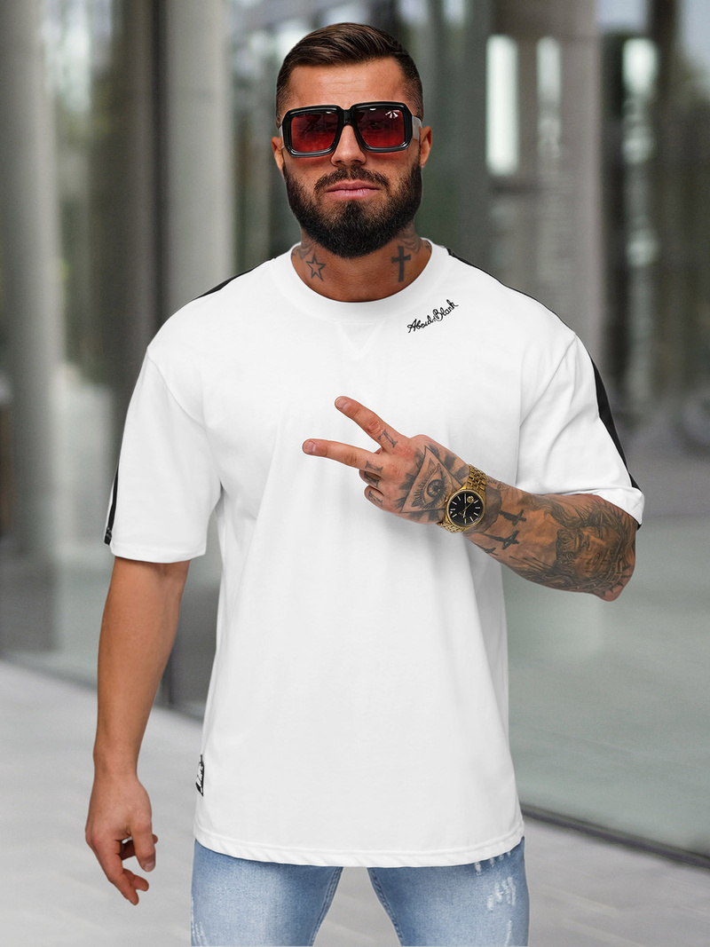 Pánské Tričko Bílé OZONEE O/QQ1195