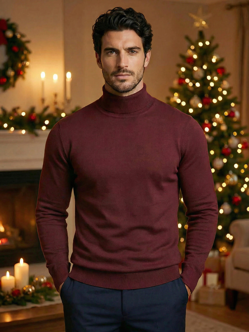 Pánský Svetr Tmavě Vínový OZONEE V/V24504Z