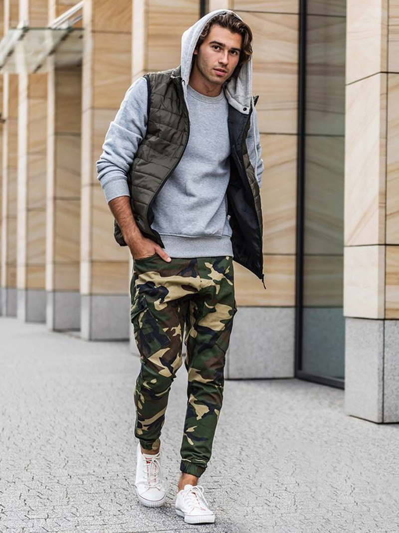 Pánské Kalhoty Jogger Maskáčové-Zelené Ozonee A/0853