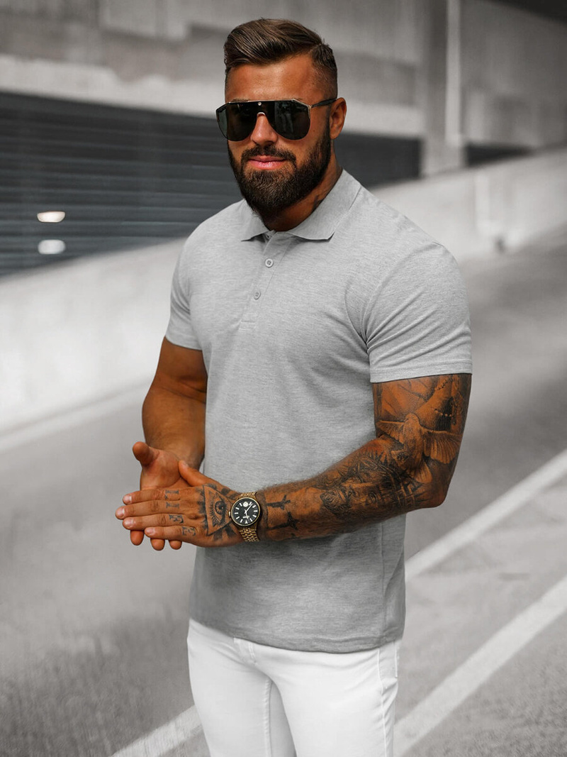 Pánské Polo Tričko Šedé OZONEE JS/8T80/2Z