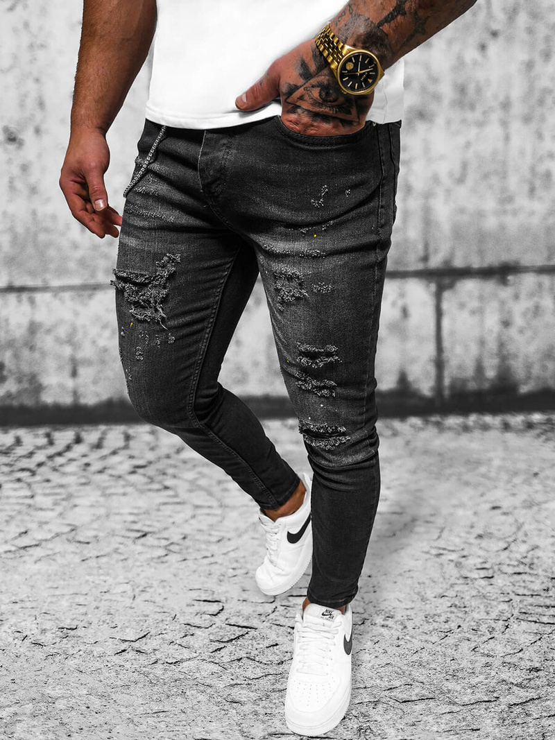 Pánské Džíny Černé OZONEE O/MB465