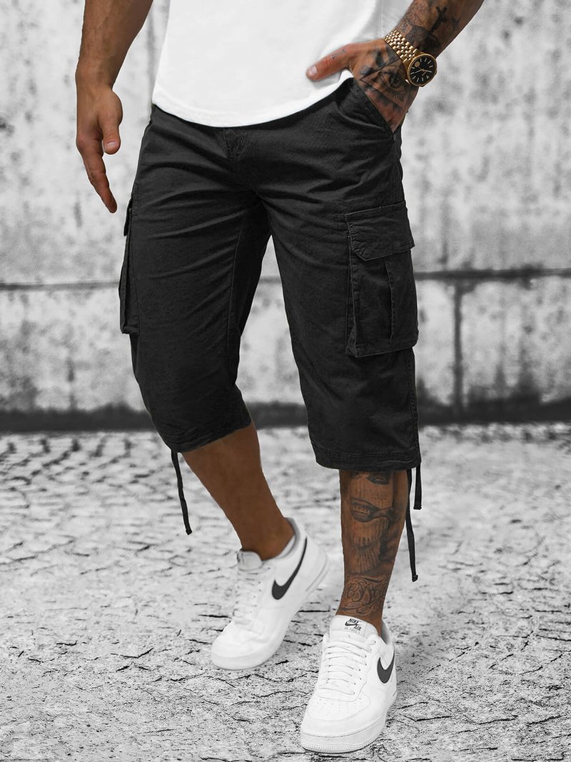 Pánské Chino Kraťasy 3/4 Černé OZONEE T/XX160082/1