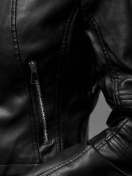 Dámská Kožená Bunda Černá OZONEE JS/11Z8038