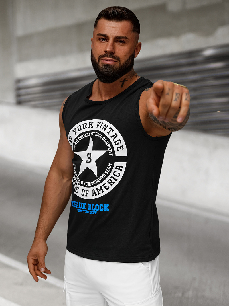 Pánské Tílko Černé OZONEE JS/8B1721/3Z