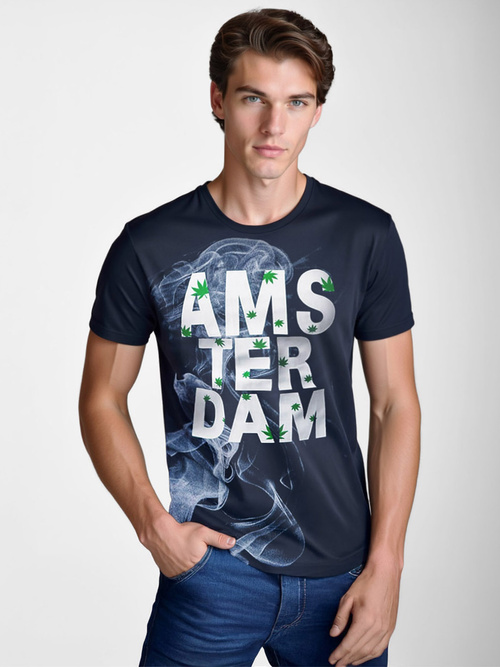 Pánské Tričko Námořnické Modré OZONEE O/T128/25Z