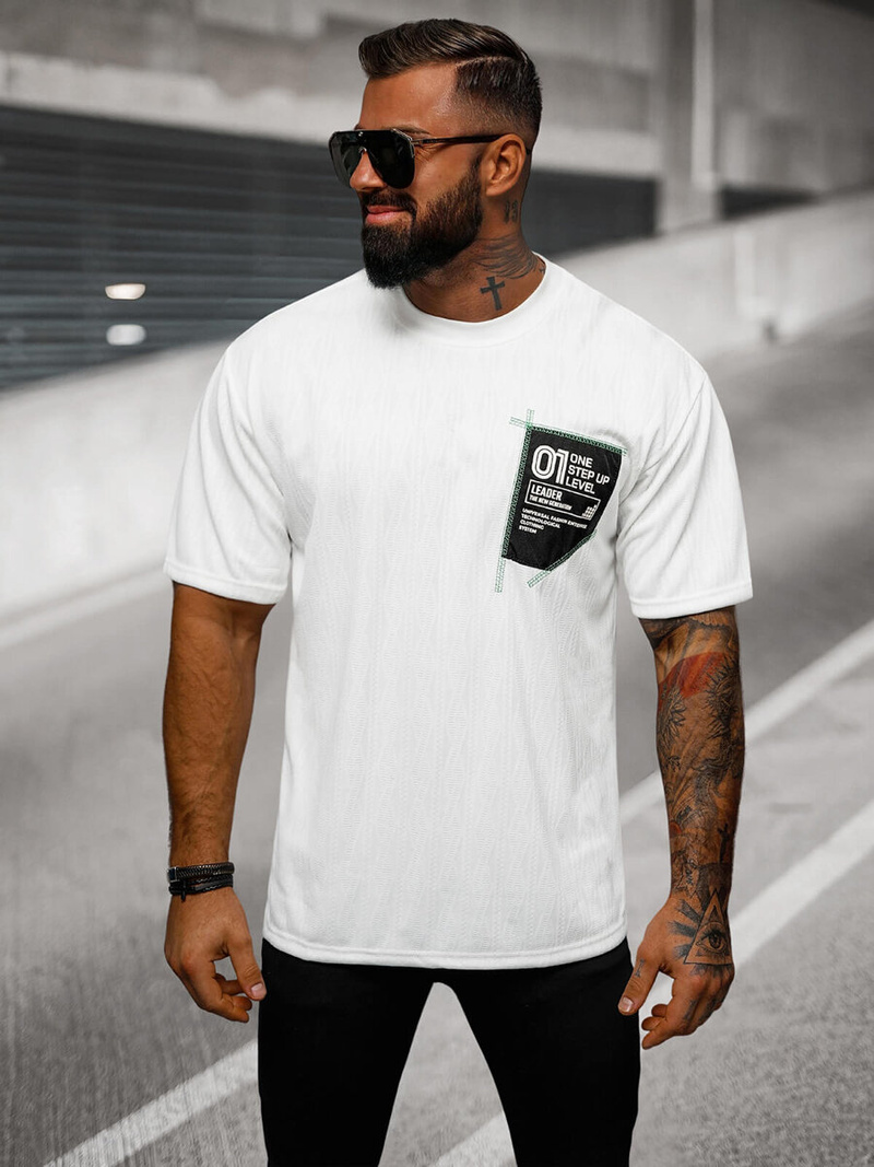 Pánské Tričko Bílé OZONEE O/3C333