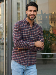 Pánská Košile Vínová OZONEE V/V176Z