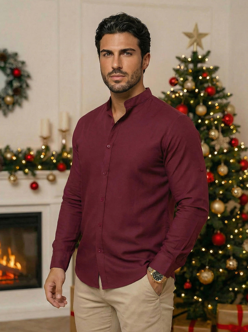 Pánská Košile Vínová OZONEE O/V57Z