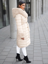 Dámský Kabát Béžový OZONEE JS/5M3160/254Z