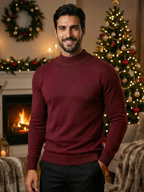 Pánský Svetr Tmavě Vínový OZONEE V/V24503Z