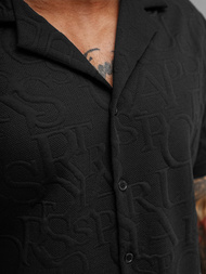 Pánská Košile s Krátkým Rukávem Černá OZONEE O/B2256