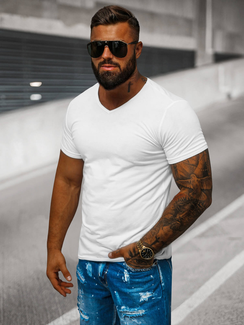 Pánské Tričko Bílé OZONEE JS/712007Z