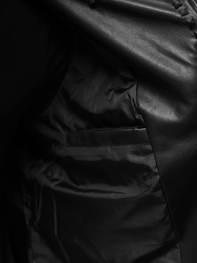 Pánská Koženková Bunda Černá OZONEE O/8902