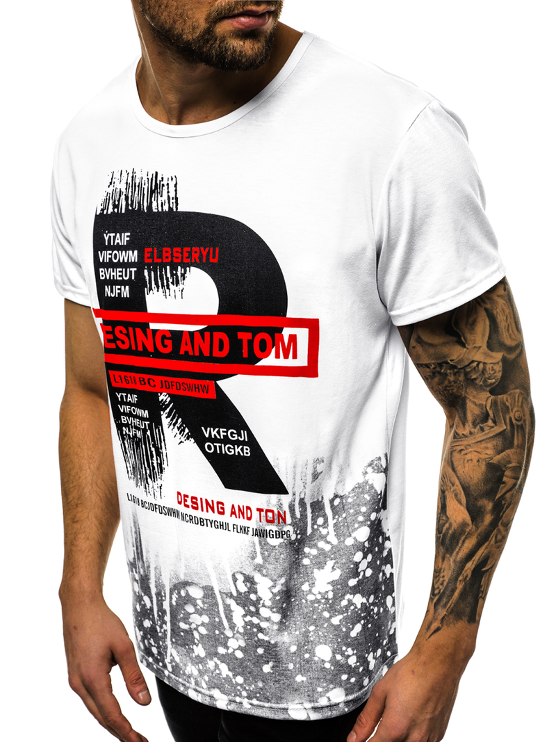 Pánské Tričko Bílé OZONEE JS/KS1945