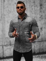 Pánská Džínová Košile Šedá OZONEE NB/MC712G