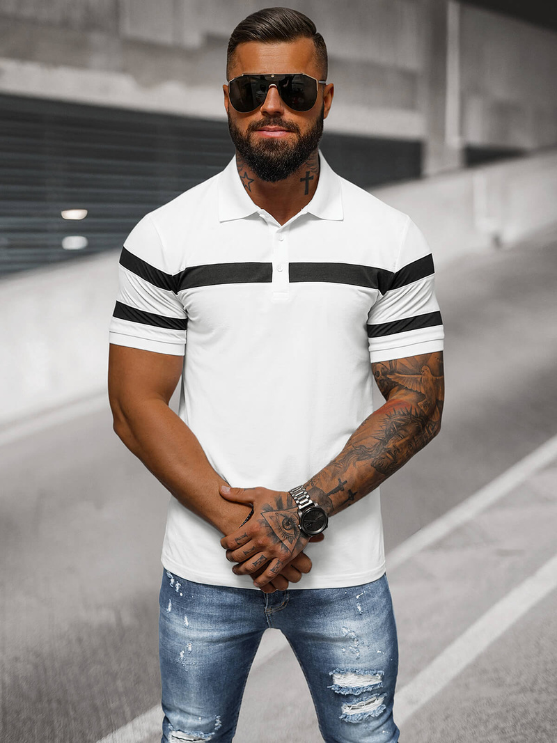 Pánské Polo Tričko Bílé OZONEE NB/MT3108