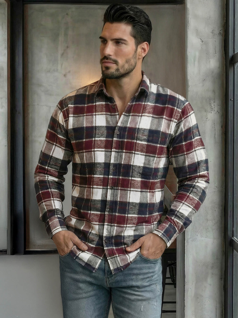 Pánská Košile Vínová OZONEE V/V174Z