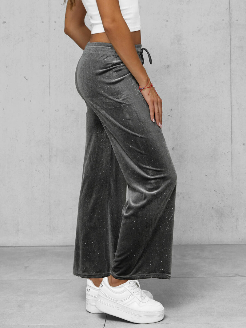 Dámské Velurové Kalhoty Grafitové OZONEE JS/92K519/10