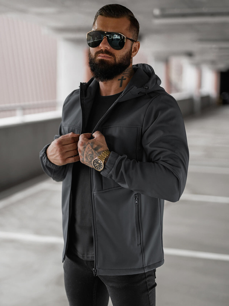 Pánská softshellová bunda grafitová OZONEE JS/27B6523/5Z