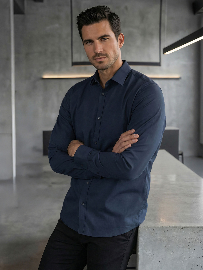 Pánská Košile Námořnická Modřá OZONEE V/V188Z